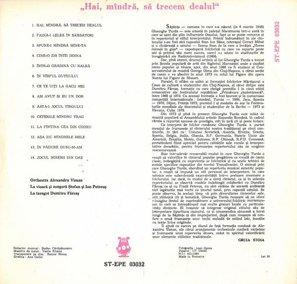 Gheorghe Turda - Hai, Mîndră, Să Trecem Dealul (Disc Vinil) [2]