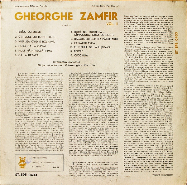 Gheorghe Zamfir - L'Extraordinaire Flûte De Pan De Gheorghe Zamfir = The Wonderful Pan-Pipe Of Gheorghe Zamfir Vol. II [2]