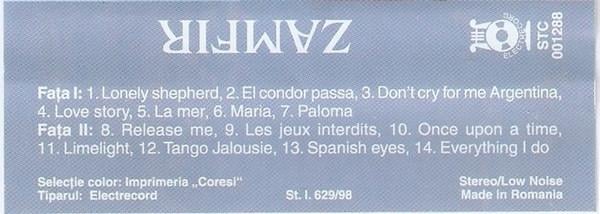 Gheorghe Zamfir - Lonely Shepherd, (Casetă Audio) [2]
