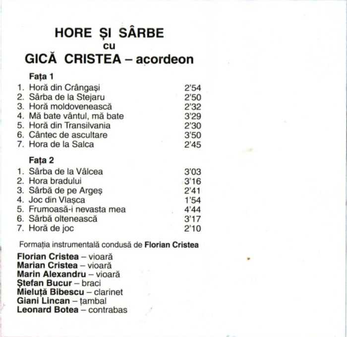 Gica Cristea - Hore si sarbe cu Gica Cristea (Caseta Audio) [2]