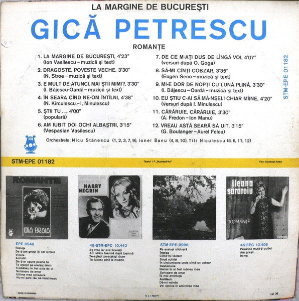Gică Petrescu - La Margine De București - Romanțe, (Disc Vinil) [2]
