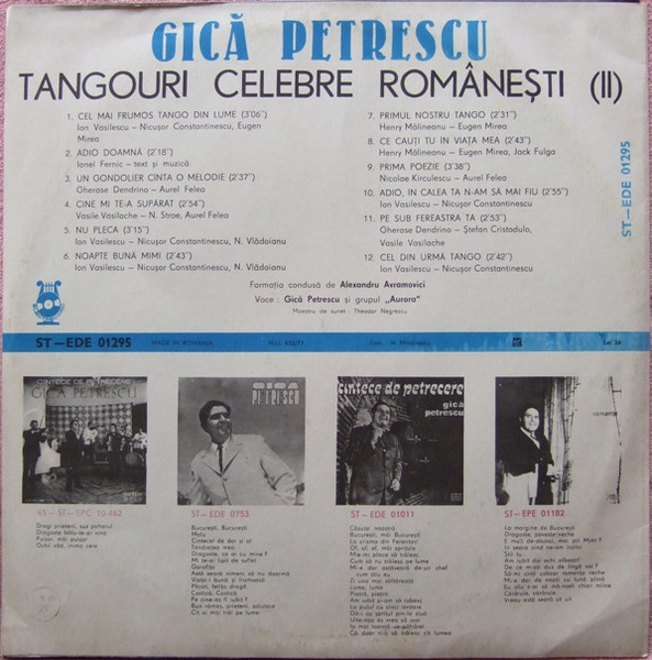 Gică Petrescu - Tangouri Celebre Românești, (Disc Vinil) [2]