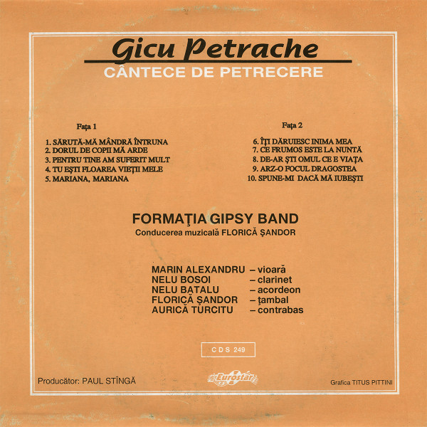 Gicu Petrache Și Formația Gipsy Band – Cântece De Petrecere (VINIL) [2]