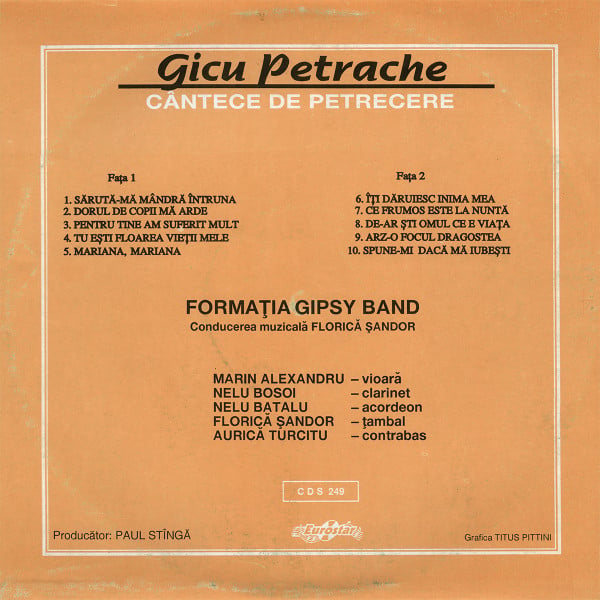 Gicu Petrache Și Formația Gipsy Band – Cântece De Petrecere (VINIL) [2]