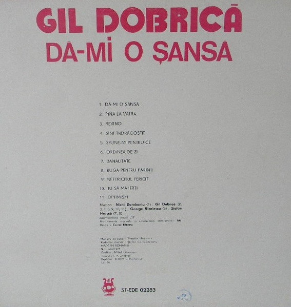 Gil Dobrică - Dă-mi O Șansă, (Disc Vinil) [2]