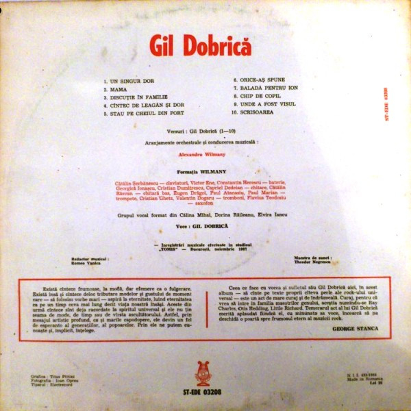 Gil Dobrică - Gil Dobrică, (Disc Vinil) [2]