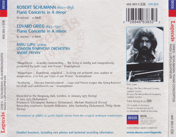 Grieg* · Schumann*, LSO* · André Previn, Radu Lupu – Piano Concertos (CD) [2]