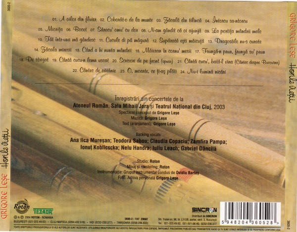 Grigore Leșe – Horile Vieții (CD) [2]
