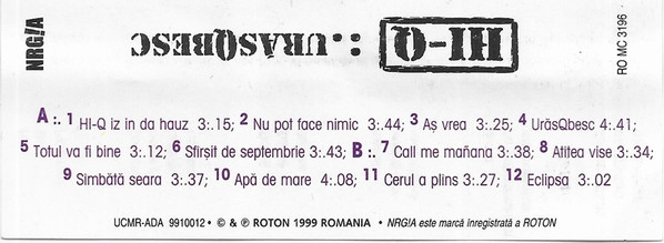 Hi-Q - :.UrăsQbesc, (Casetă Audio) [2]