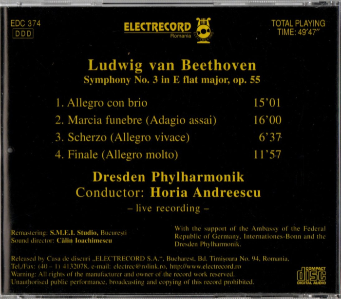 Horia Andreescu - Dresden Philarmonik - Beethoven Symphony No. 3 (CD) [2]