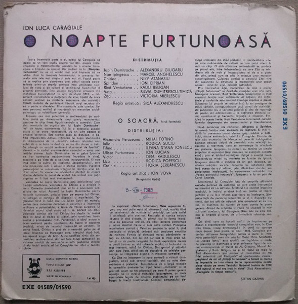 I. L. Caragiale* – O Noapte Furtunoasă, (Disc Vinil) [2]