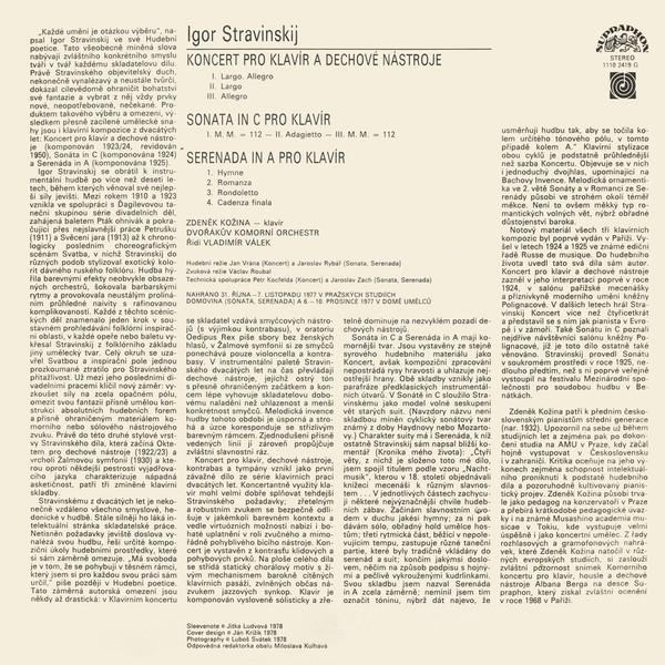 Igor Stravinsky - Koncert Pro Klavír A Dechové Nástroje / Sonata In C Pro Klavír / Serenada In A Pro Klavír (Disc Vinil) [2]