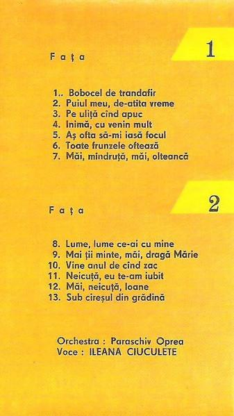 Ileana Ciuculete - Bobocel De Trandafir, (Casetă Audio) [2]