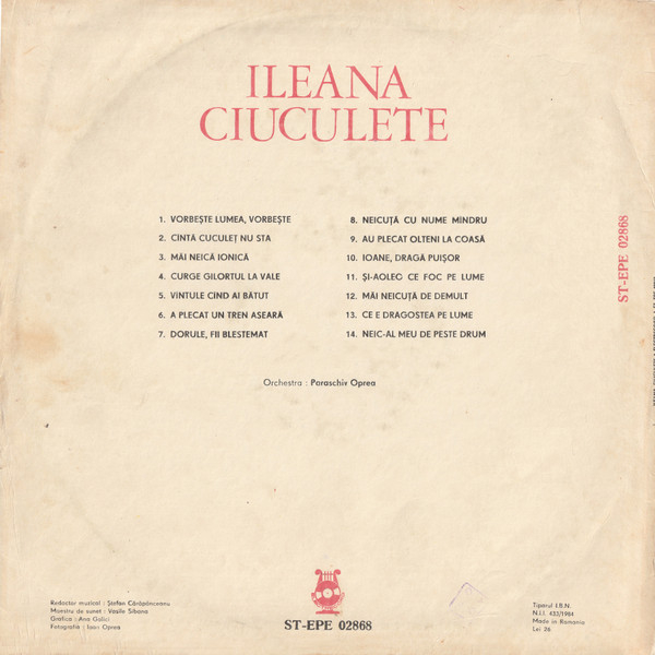 Ileana Ciuculete - Vorbește Lumea, Vorbește, (Disc Vinil) [2]