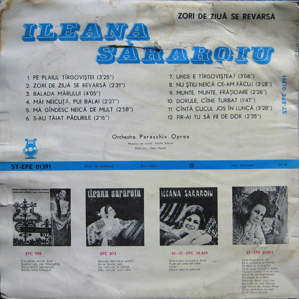 Ileana Sărăroiu - Zori De Ziuă Se Revarsă, (Disc Vinil) [2]