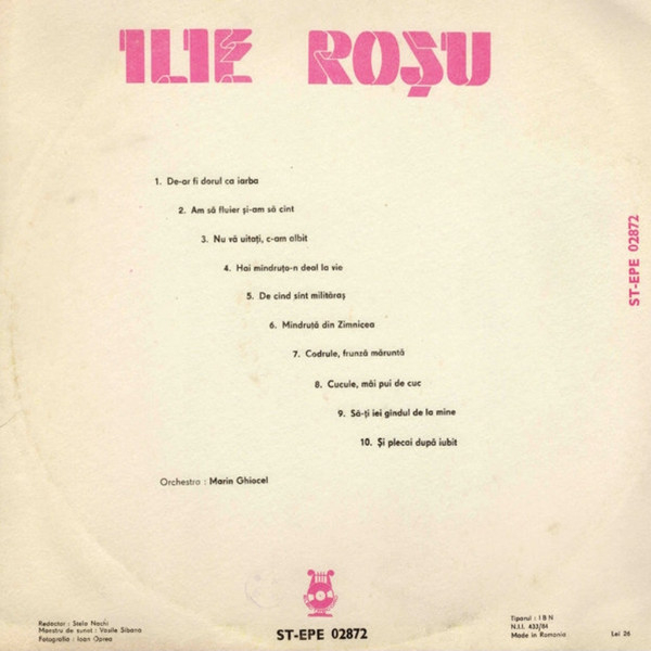 Ilie Roșu – De-ar Fi Dorul Ca Iarba (DISC VINIL) [2]