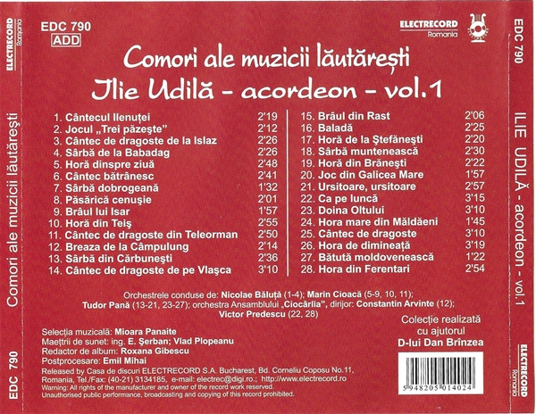 Ilie Udilă – Acordeon Vol.1 (CD), (CD) [2]