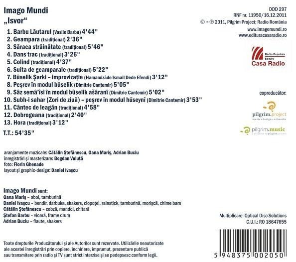 Imago Mundi – Isvor. Dimitrie Cantemir: Cartea Științei Muzicii Și Muzica Tradițională Românească (CD) [2]