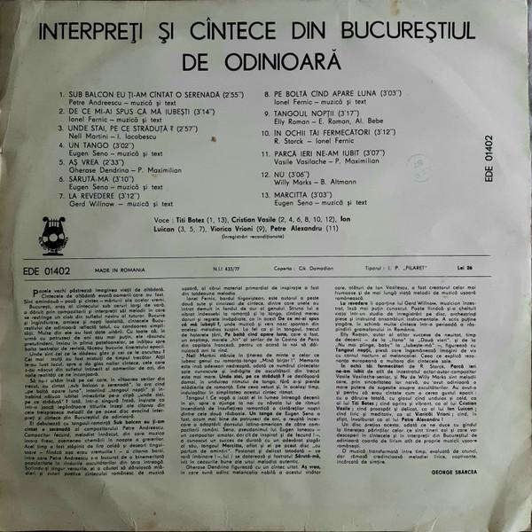 Interpreți Și Cîntece Din Bucureștiul De Odinioară [2]