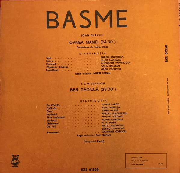 Ioan Slavici - Ioanea Mamei / Ber Căciulă, (Disc Vinil) [2]