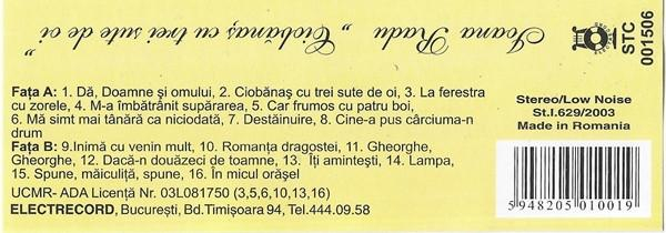 Ioana Radu - Ciobănaș Cu Trei Sute De Oi, (Casetă Audio) [2]