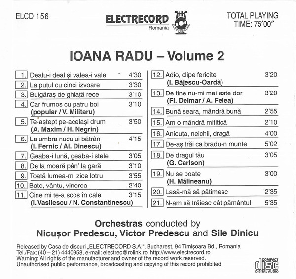 Ioana Radu – Ioana Radu ‎– Volume 2 (CD) [2]