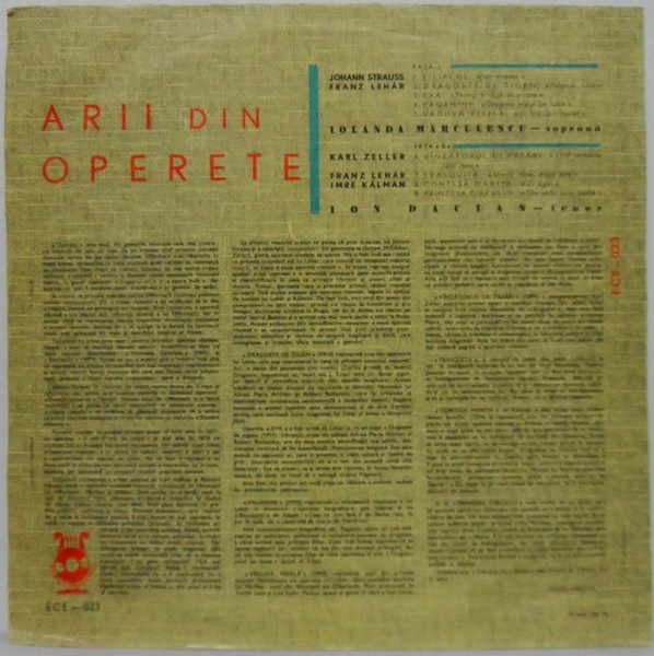 Iolanda Mărculescu / Ion Dacian – Arii Din Operete (VINIL) [2]