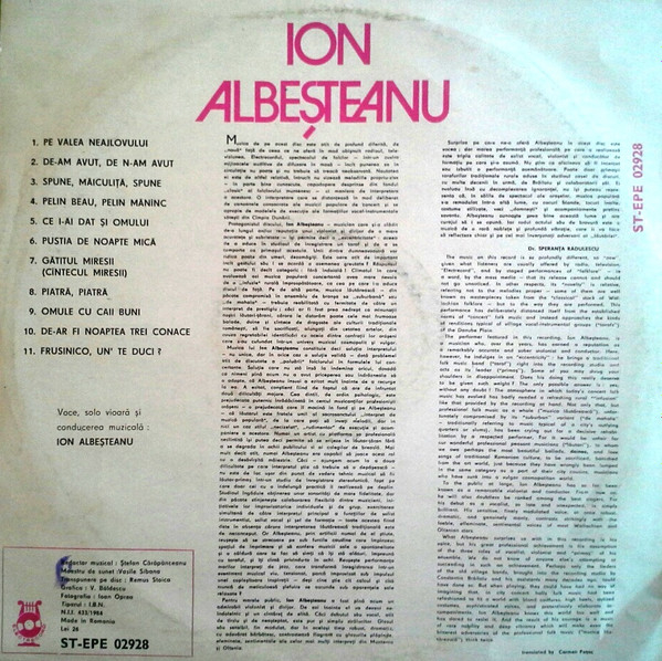 Ion Albeșteanu – Pe Valea Neajlovului, (Disc Vinil) [2]