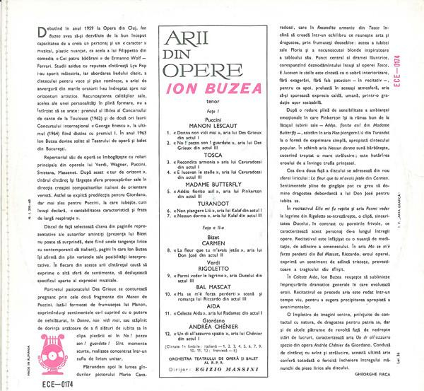 Ion Buzea - Arii Din Opere (Recital Ion Buzea), (Disc Vinil) [2]