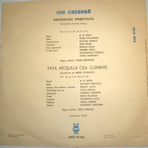 Ion Creangă - Povestea Porcului / Fata Moșului Cea Cuminte, (Disc Vinil) [2]