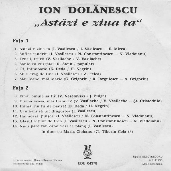 Ion Dolănescu - Astăzi E Ziua Ta, (Disc Vinil) [2]