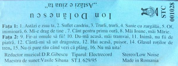 Ion Dolănescu - Astăzi E Ziua Ta, (Casetă Audio) [2]