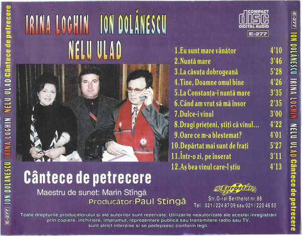 Ion Dolănescu, Irina Loghin, Nelu Vlad – Cantece De Petrecere (CD) [2]