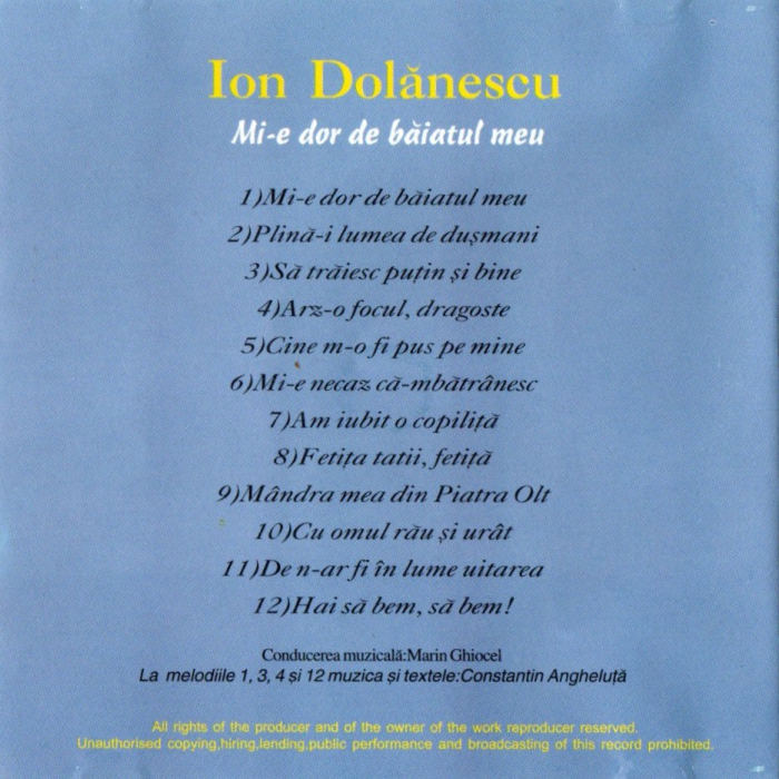 Ion Dolanescu - Mi-e dor de baiatul meu (CD) [2]