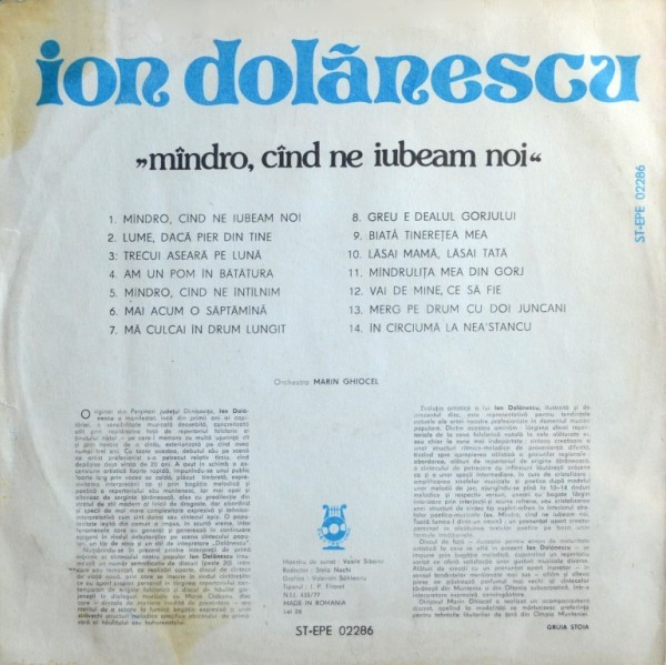 Ion Dolănescu - Mîndro, Cînd Ne Iubeam Noi, (Disc Vinil) [2]