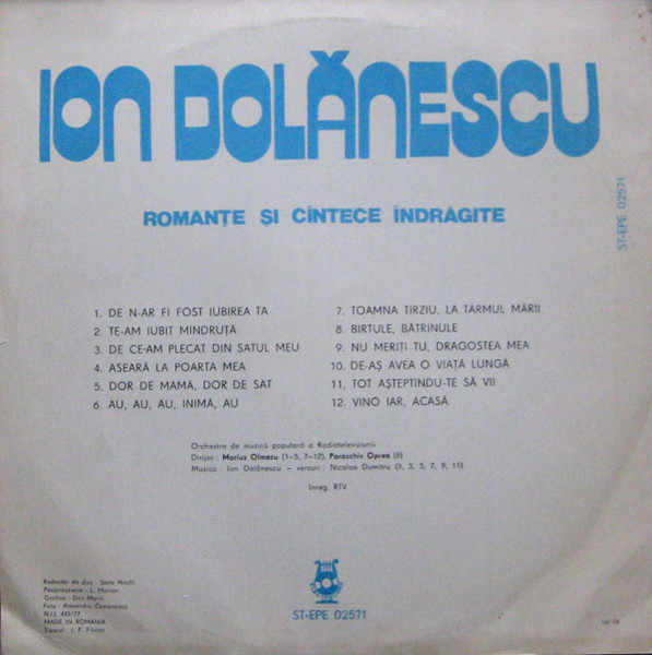 Ion Dolănescu - Romanțe Și Cîntece Îndrăgite, (Disc Vinil) [2]