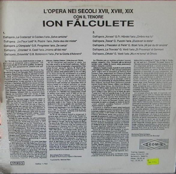 Ion Fălculete - Nel Mondo Dell'Opera Con Il Tenore Ion Fălculete, (Disc Vinil) [2]