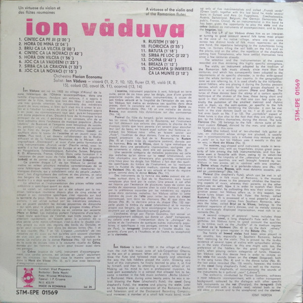 Ion Văduva – Un Virtuose Du Violon Et Des Flûtes Roumaines / A Virtuoso Of The Violin And Of The Romanian Flutes, (Disc Vinil) [2]