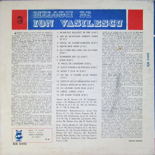 Ion Vasilescu - Melodii De Ion Vasilescu 3, (Disc Vinil) [2]