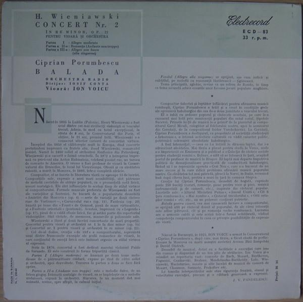 Ion Voicu - Concert Nr. 2 Pentru Vioară Și Orchestră În Re Minor, Op. 22 / Balada  [2]