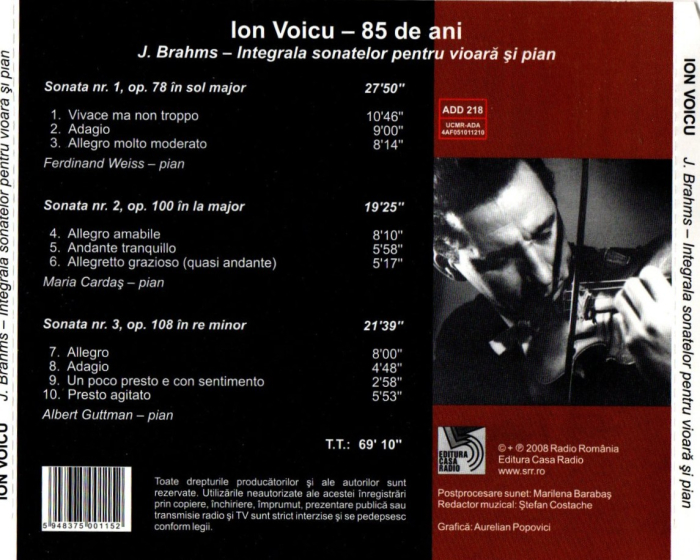 Ion Voicu - J. Brahms - Integrala Sonatelor pentru Vioară și Pian (CD) [2]