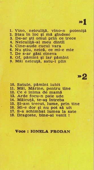 Ionela Prodan - Satule, Pămînt Iubit, (Casetă Audio) [2]