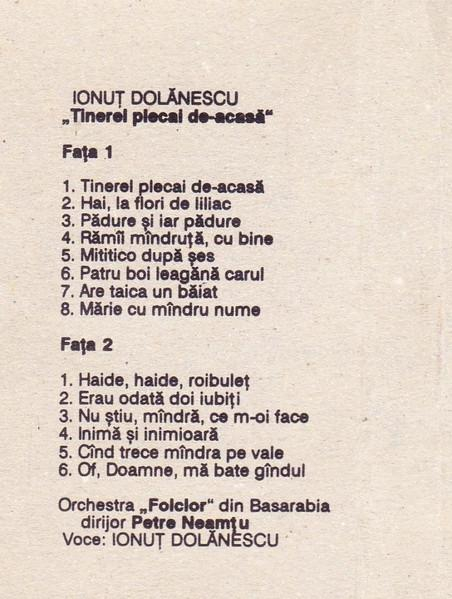 Ionuț Dolănescu - Tinerel Plecai De-acasă, (Casetă Audio) [2]