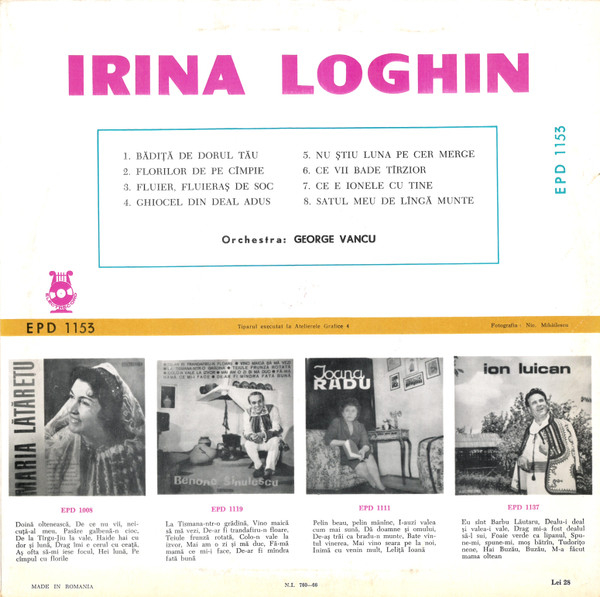 Irina Loghin - Bădiță, De Dorul Tău, (Disc Vinil) [2]