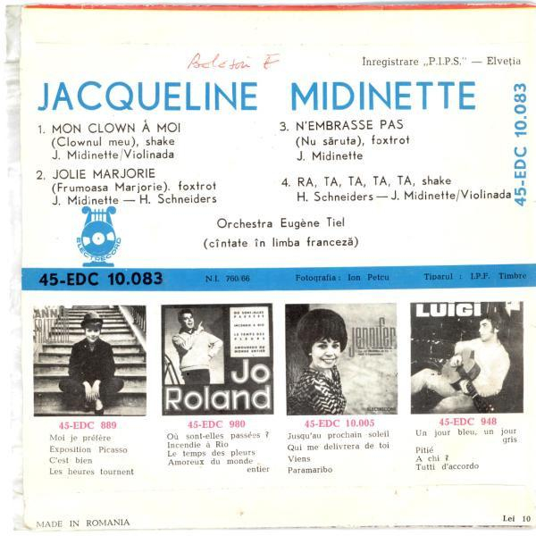 Jacqueline Midinette - Mon Clown À Moi / Jolie Marjorie / N'Embrasse Pas / Ra, Ta, Ta, Ta, Ta [2]
