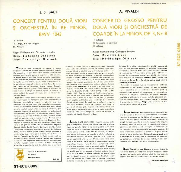 Johann Sebastian Bach - Concert Pentru Două Viori Și Orchestră În Re Minor / Concerto Grosso Pentru Două Viori Și Orchestră În La Minor [2]