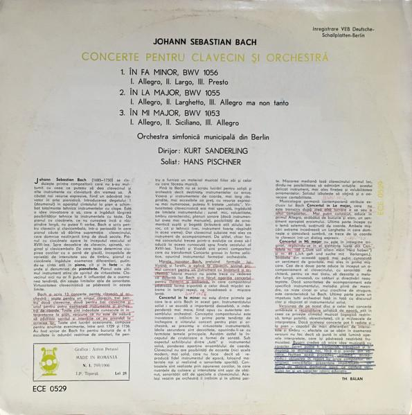 Johann Sebastian Bach - Concerte Pentru Clavecin Și Orchestră În Fa Minor, La Major, Mi Major, (Disc Vinil) [2]