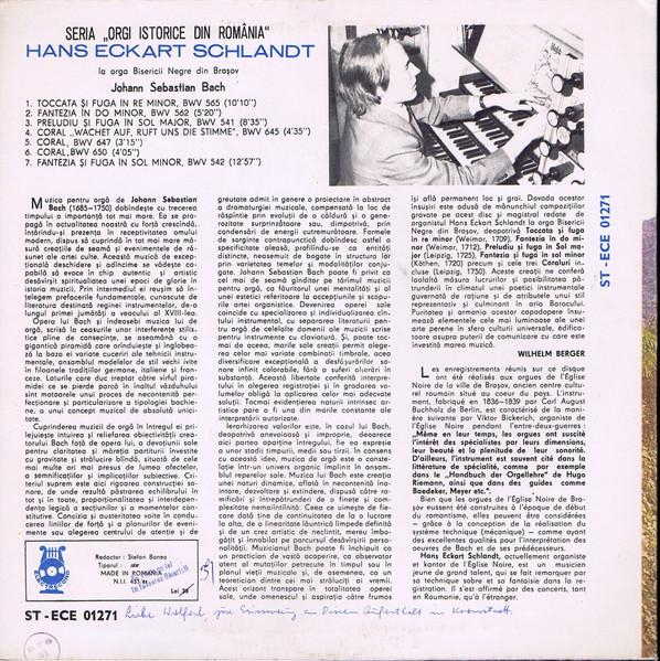 Johann Sebastian Bach - Hans Eckart Schlandt La Orga Bisericii Negre Din Brașov (Disc Vinil) [2]
