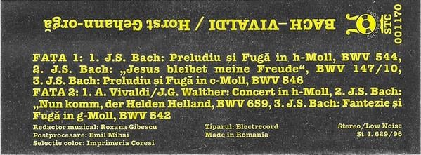 Johann Sebastian Bach - Lucrări De Vivaldi, Bach, (Casetă Audio) [2]