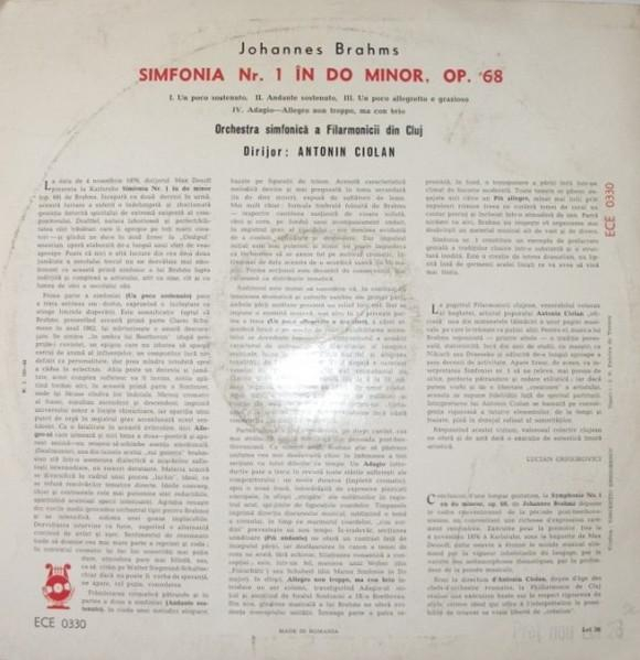 Johannes Brahms - Simfonia Nr. 1 În Do Minor, Op. 68, (Disc Vinil) [2]